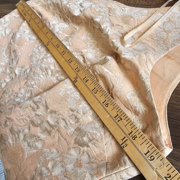 Eliza J Sleeveless V-Back Jacquard Tulip Bubble Dress, 14, Gold Peach Lurex - Picture 6 of 12